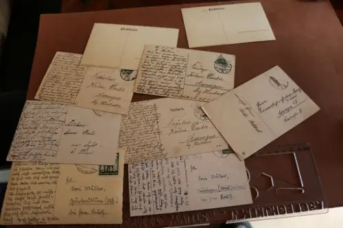 neun alte Karten - Militärische Motive, Patriotismus 1 u. 2 WK