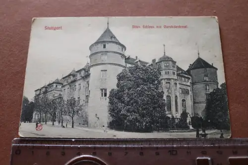 alte Karte - Stuttgart Altes Schloss mit Gerokdenkmal 1910-20 ?