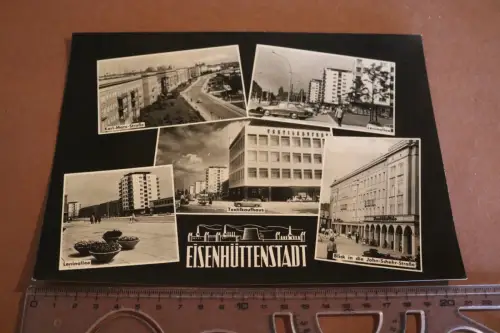 tolle alte DIN A5 Karte - Ansichten Eisenhüttenstadt  60er Jahre ?