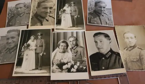 neun tolle alte Fotos eines Soldaten oder Brüder ?  Portraits , Hochzeit München