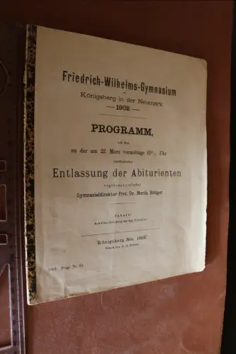 tolles altes Programmheft - Friedrich Wilhelm Gymnasium Königsberg Neumark 1902