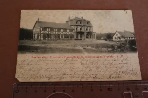 tolle alte Karte -Restauration Forsthaus Buchschlag Sprendlingen Frankfurt 1890-