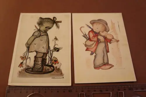 zwei alte Hummelkarten - Geigerlein und Fliegerabwehr 