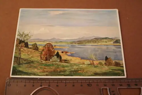 tolle alte  Künstlerkarte  - Siemsee bei Rosenheim 