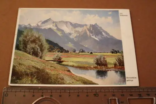 tolle alte  Künstlerkarte  - Wetterstein Gebirge 