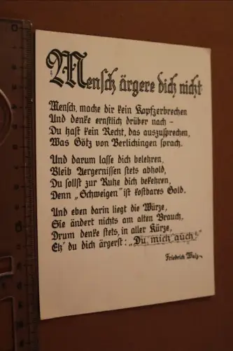 tolle alte  Spruchkarte - Mensch ärgere dich nicht - von Friedrich Walz