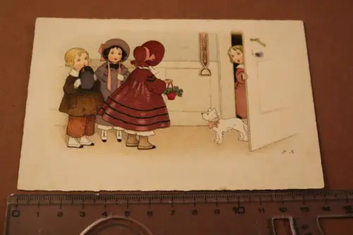tolle alte  Künstlerkarte  - Kindermotive - signiert F.B. ? gedruckt 
