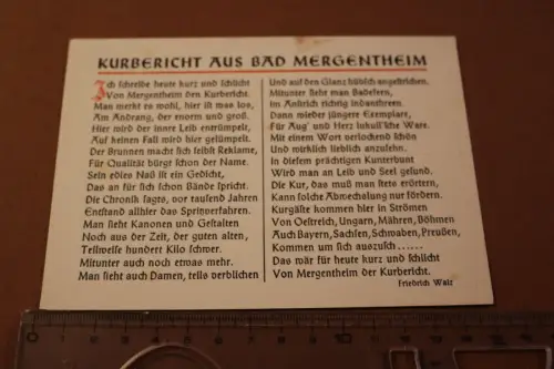 tolle alte  Spruchkarte Kurbericht  aus Bad Mergentheim 30-50er Jahre ?