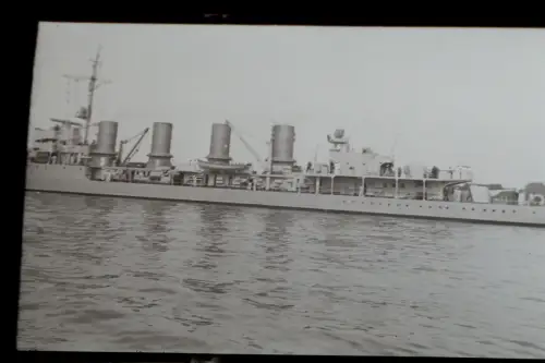 tolles altes Negativ - unbekanntes Kriegsschiff - vier Schornsteine ?30-40er Jah