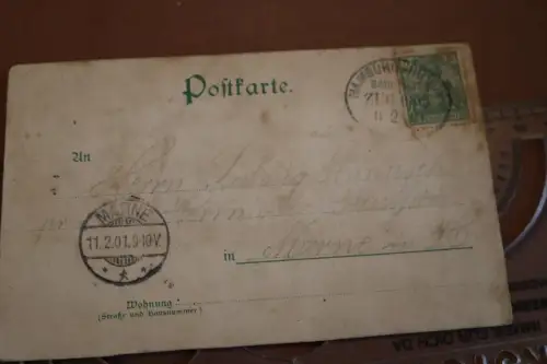 tolle alte Künstlerkarte Mutter mit Kind am Teich, Enten, Bahnpost 1901