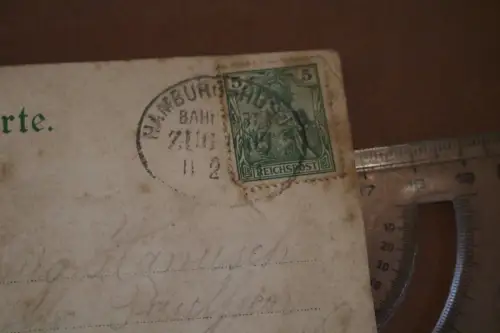 tolle alte Künstlerkarte Mutter mit Kind am Teich, Enten, Bahnpost 1901