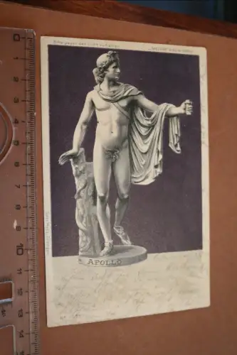 tolle alte Karte - Gott Apollo - Gegen Licht halten - Meteor Verlag  1900