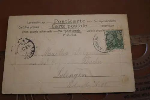 tolle alte  Künstlerkarte - Schiefertafel Kind -Behalt mich lieb - 1902