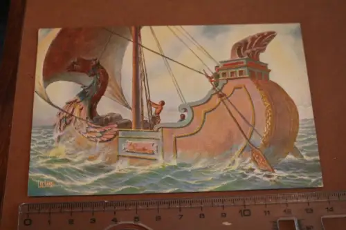 tolle alte  Künstlerkarte - Römisches Handelsschiff 1915