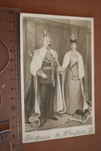 tolle alte Fotokarte König Georg V. u seiner  Königin Mary von Teck 1903 