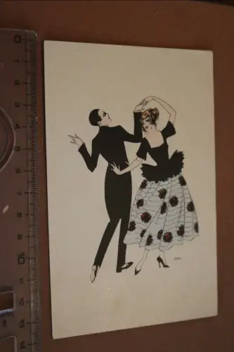 tolle alte  Künstlerkarte - tanzendes Paar -  1922