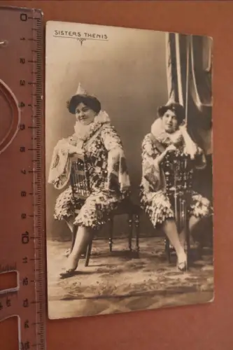 tolle alte Fotokarte Varietée ??? Sisters Thenis  - Hamburg ? 1908