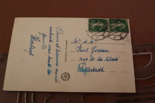 tolle alte Karte - hübsche Frau  Vive l'Alsace - Es lebe das Elsass 1918