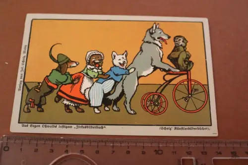 tolle alte  Künstlerkarte - Zirkushunde - Eugen Oswald 1910-1920 ?