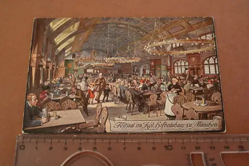 tolle alte  Künstlerkarte - Festsaal im Kgl. Hofbräuhaus zu München 