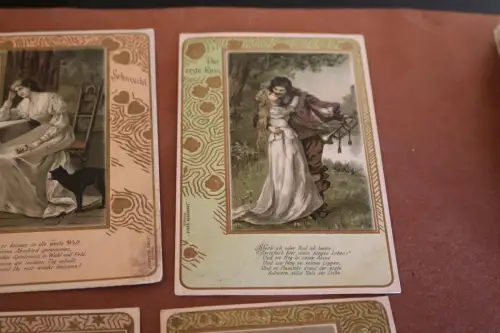 sechs tolle alte Prägekarten - Trompeter-Serie - 1903-1908