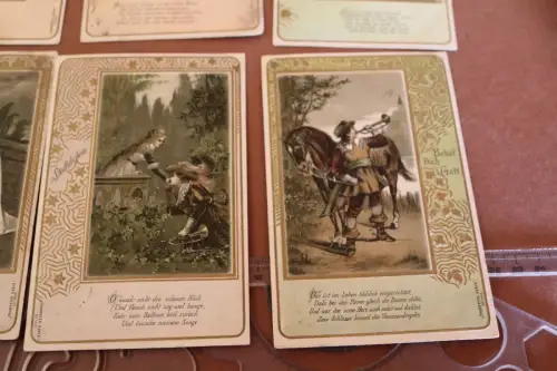sechs tolle alte Prägekarten - Trompeter-Serie - 1903-1908