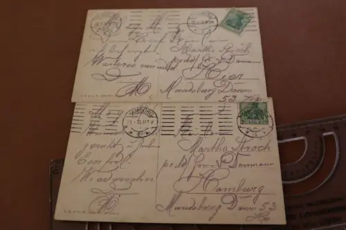 zwei tolle alte Künstlerkarten - hübsche Frauen - M. Barascudts  1911