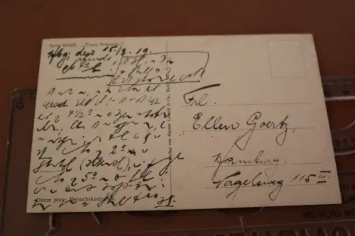 tolle alte  Künstlerkarte Portrait hübsche Frau mit Kannichen Versuchskannichen