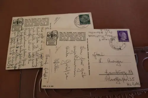 zwei tolle alte Karten - Indanthren Stoffe - 40er Jahre 