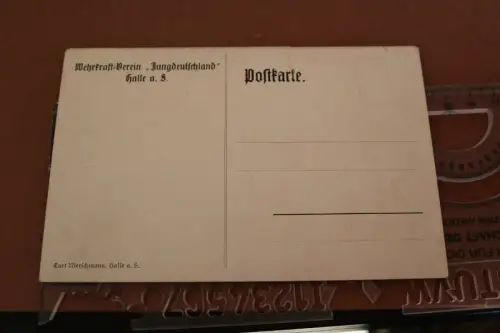 tolle alte Künstlerkarte - Uniformen - Wehrkraft-Verein Jungdetuschland Halle a.