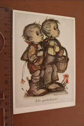 tolle alte  Künstlerkarte  Hummelkarte -Gratulanten 1 - 1940