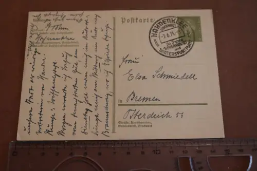 tolle alte Ganzsache Postkarte  Sonderstempel - Hahnenklee 1933