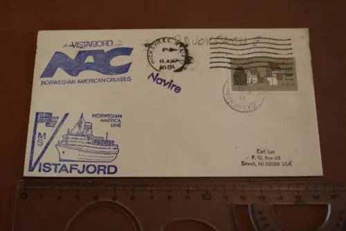 toller alter Umschlag mit Schiffstempel MS Istafjo0rd Norwegen 1981