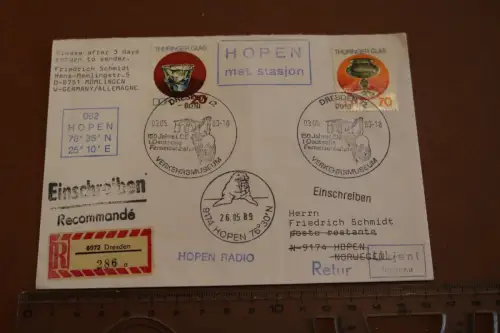 toller alter Umschlag Einschreiben Dresden Norwegen Stempel 1989