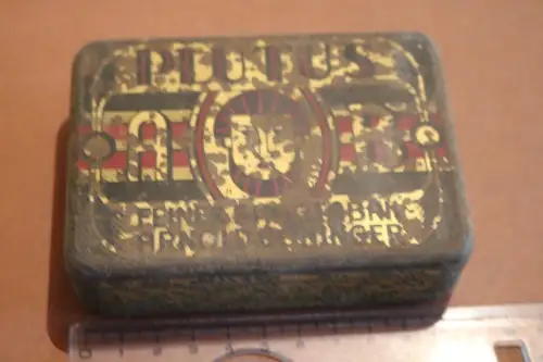 tolle alte Tabakdose Arnold Böninger Blechschachtel Feiner SHAGTABAK Plutus