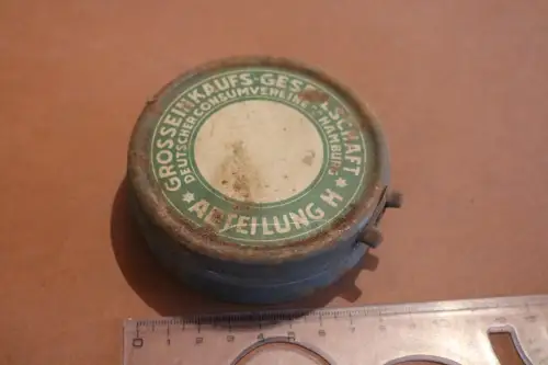 tolle alte Runddose GROSSEINKAUFS-GESELLSCHAFT DEUTSCHER CONSUMVEREINE - HAMBURG
