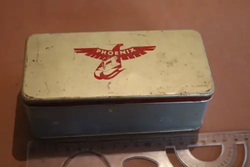 tolle alte Blechdose , Phoenix ( Nähmaschine ) , 15x7x5 cm