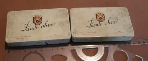 zwei tolle alte Zigarettendosen  " Lande ohne " - W.Lande Dresden -seit 1897