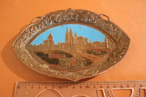 tolle alte Metallschale mit dem Motiv - Köln a.Rh. - Made in Japan 60-70er Jahr 