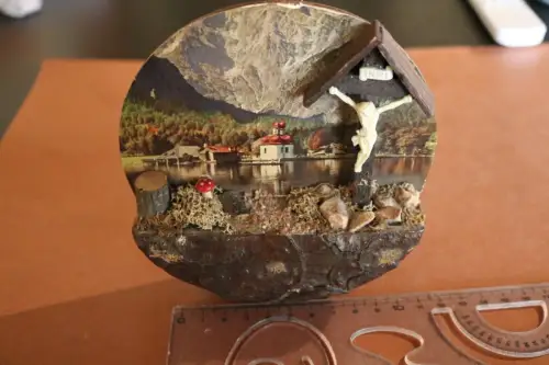 tolles altes Diorama, Wandbild  Szene am Königssee ??? in Bayern - Alter ???   