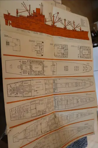 toller alter Schiffsgrundriss - Nordd. Lloyd - Friesenstein-Klasse 