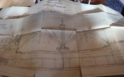 tolle alte Schiffsgrundrisse  Motorfrachtschiff Adria 1954