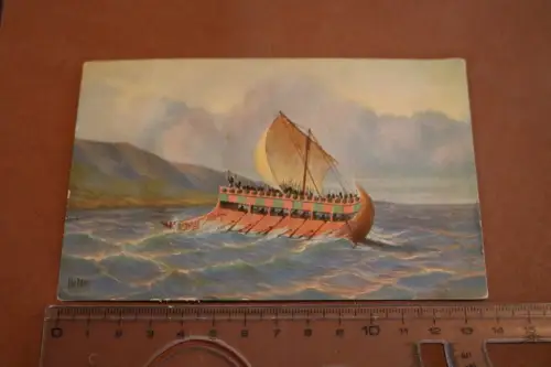 tolle alte Karte - altes assyrisches Kriegsschiff unter Senacherib 