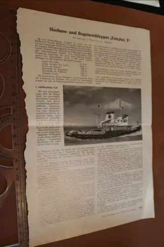 alter Zeitschriftenartikel - Hochsee- und Bugsierschlepper Fairplay X