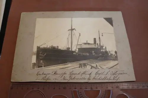 tolles altes Foto - norwegischer Embargo-Dampfer Sigurd Hund am Weichselbahnhof