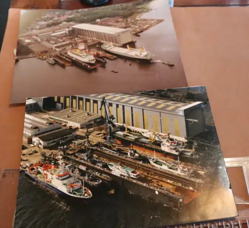 zwei tolle ältere Luftbilder der Flensburger Schiffbau-Gesellschaft Werft 