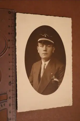 tolles altes Foto Portrait Mann mit Schirmmütze - Freimaurer ?? Eckernförde 