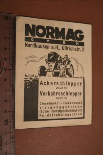 alter Ausschnitt Werbung Normag Ackerschlepper 30-50er Jahre ?