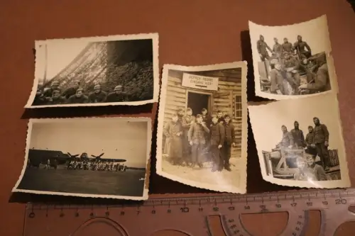 fünf tolle alte Fotos - R.A.D. Flugfeld , Flugzeug - Arbeitsdienst ?