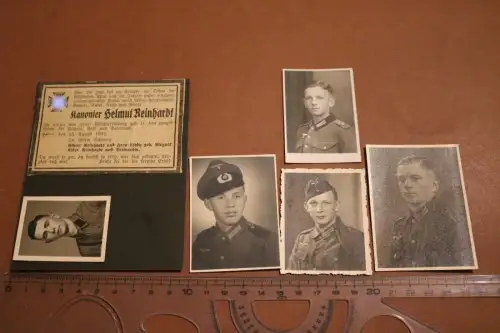 fünf tolle alte Portraitfotos Soldaten für Ausweis ? + Sterbeanzeige 